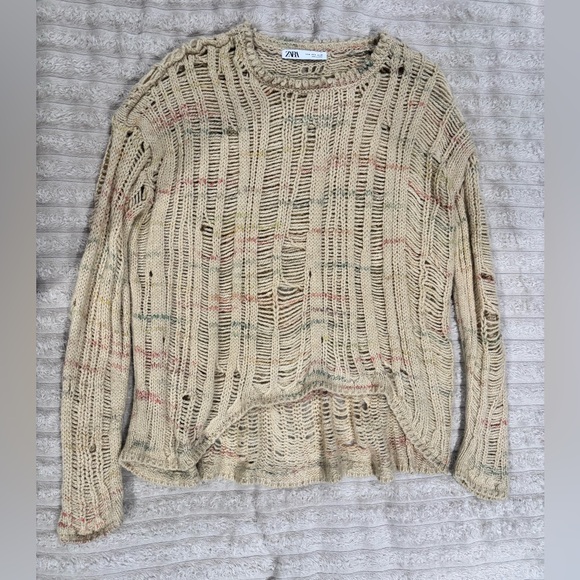 Zara Multicolor Distressed Knit Sweater - Picture 5 of 7